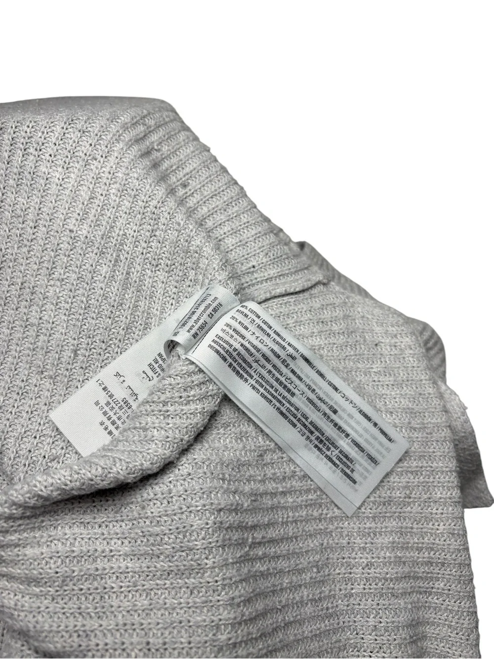 Abercrombie & Fitch Gray Ribbed Knit V Neck Oversized Sweater Women’s Large